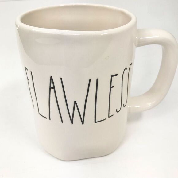 Rae Dunn Flawless White Ceramic 16 oz mug with Black Lettering - Picture 2 of 11